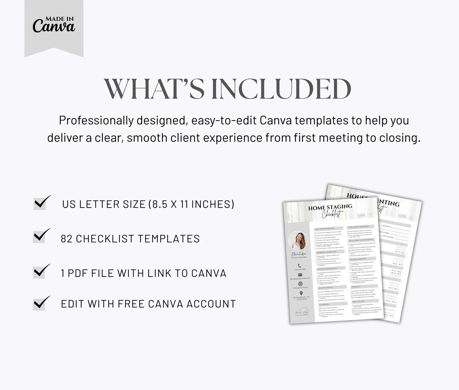 Real Estate Checklist Bundle Gray and White | Buyer & Seller Templates