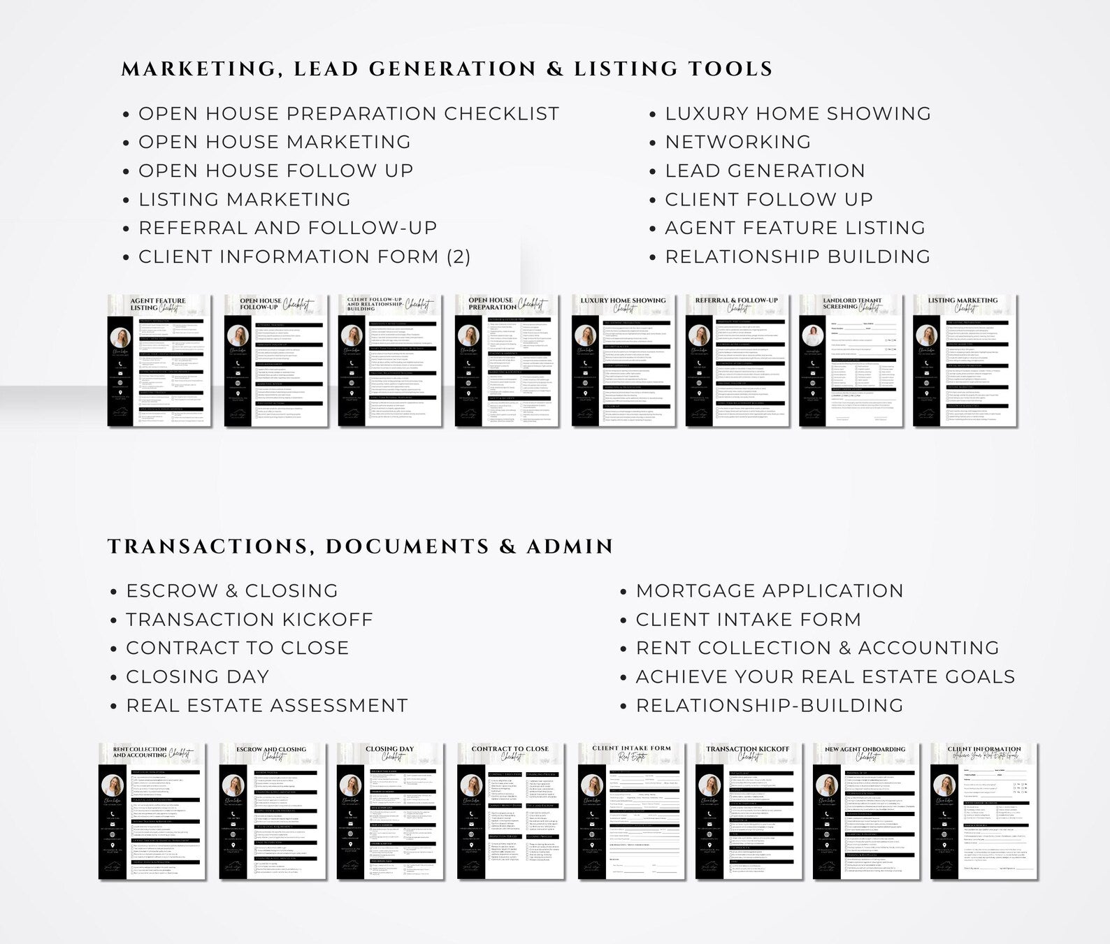 Real Estate Checklist Bundle Black and White | Buyer & Seller Templates