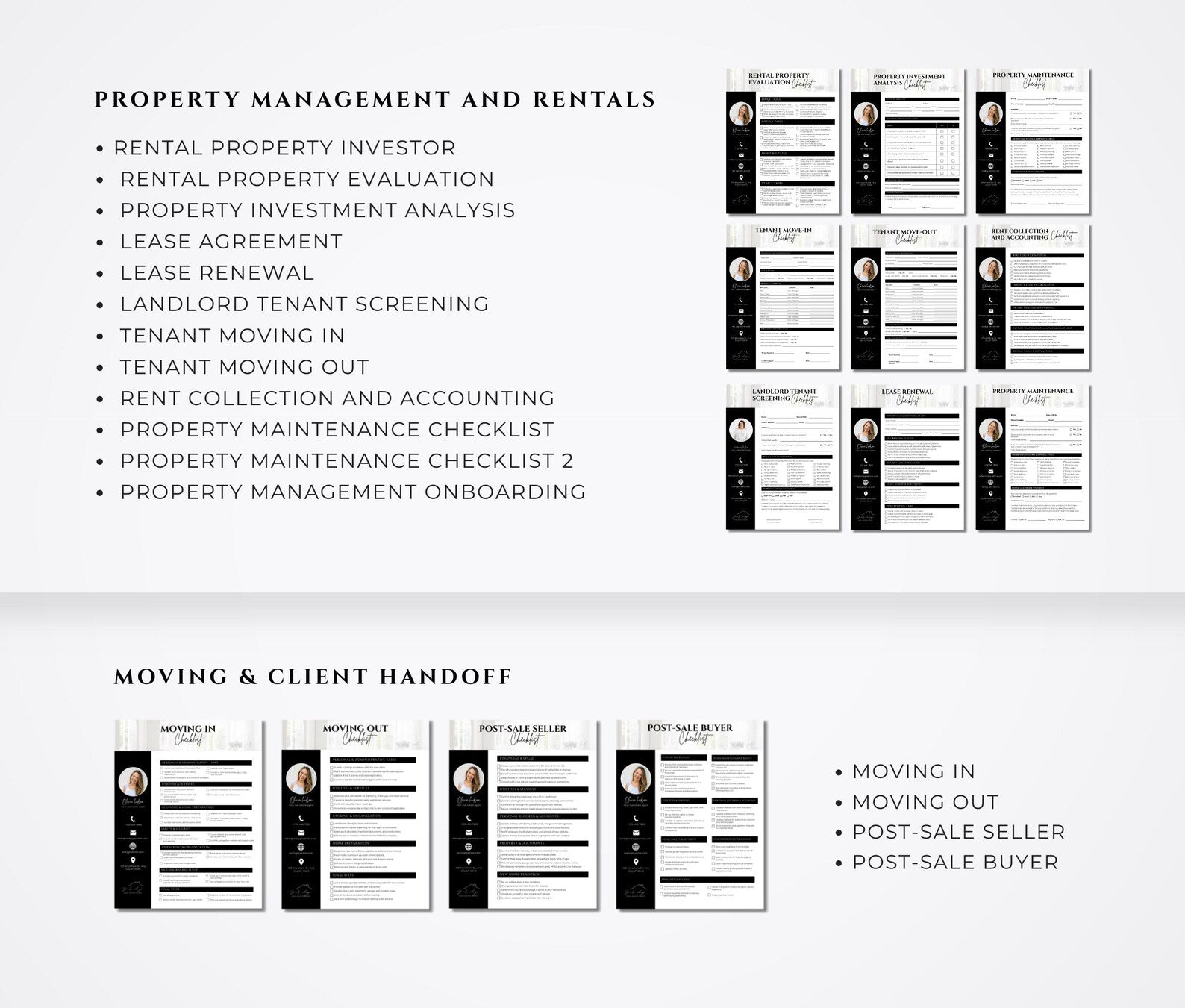 Real Estate Checklist Bundle Black and White | Buyer & Seller Templates