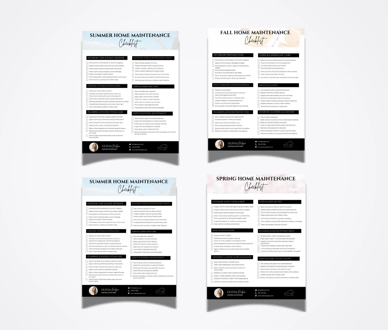 Realtor Seasonal Home Maintenance Checklists
