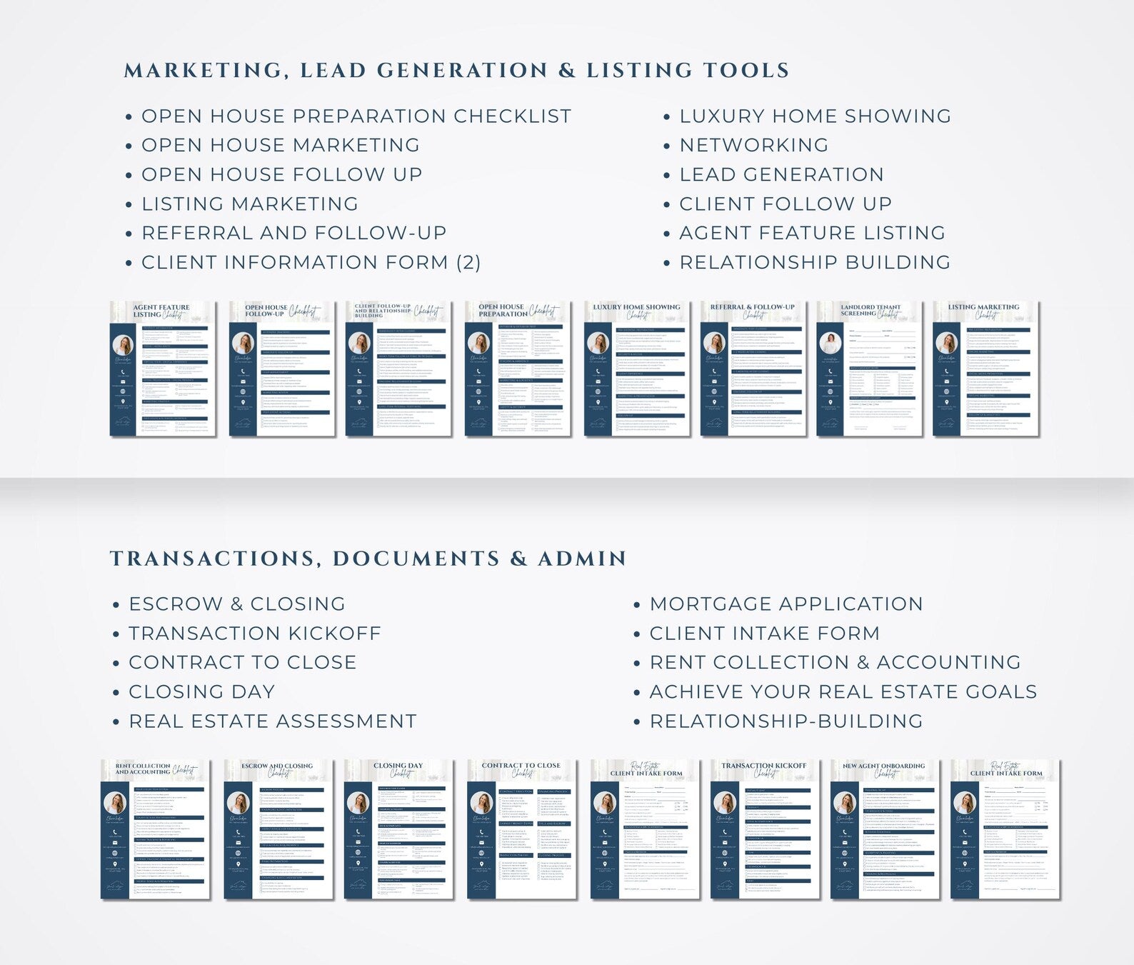 Real Estate Checklist Bundle Blue and White