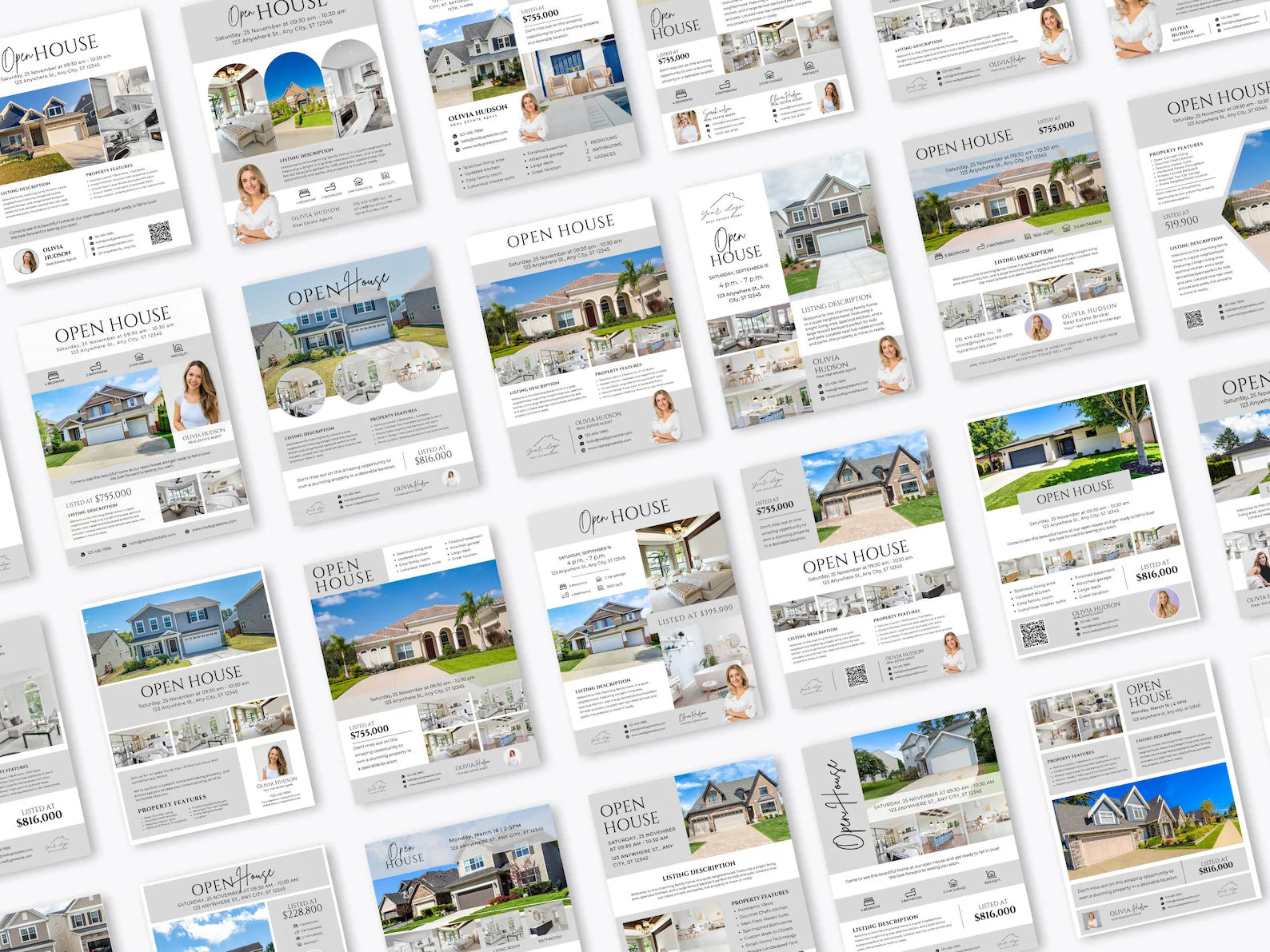 Real Estate Open House Flyers Gray and White