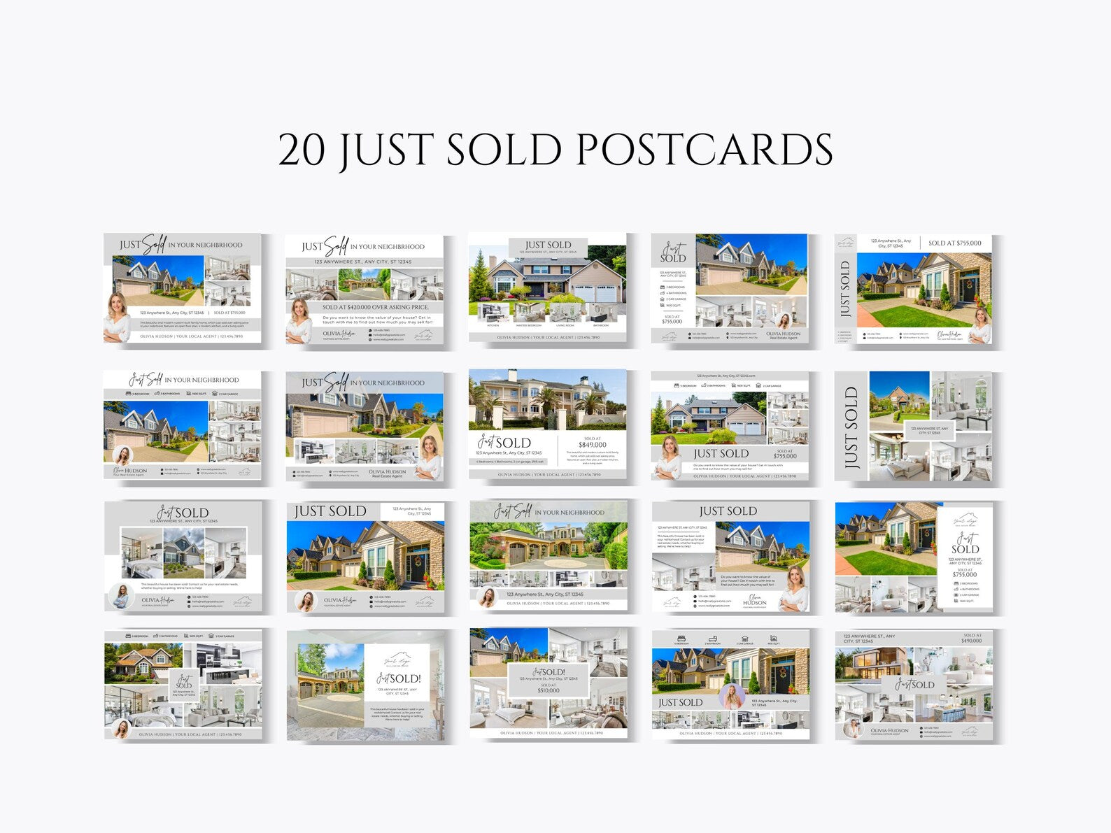Realtor Postcard Templates Gray and White