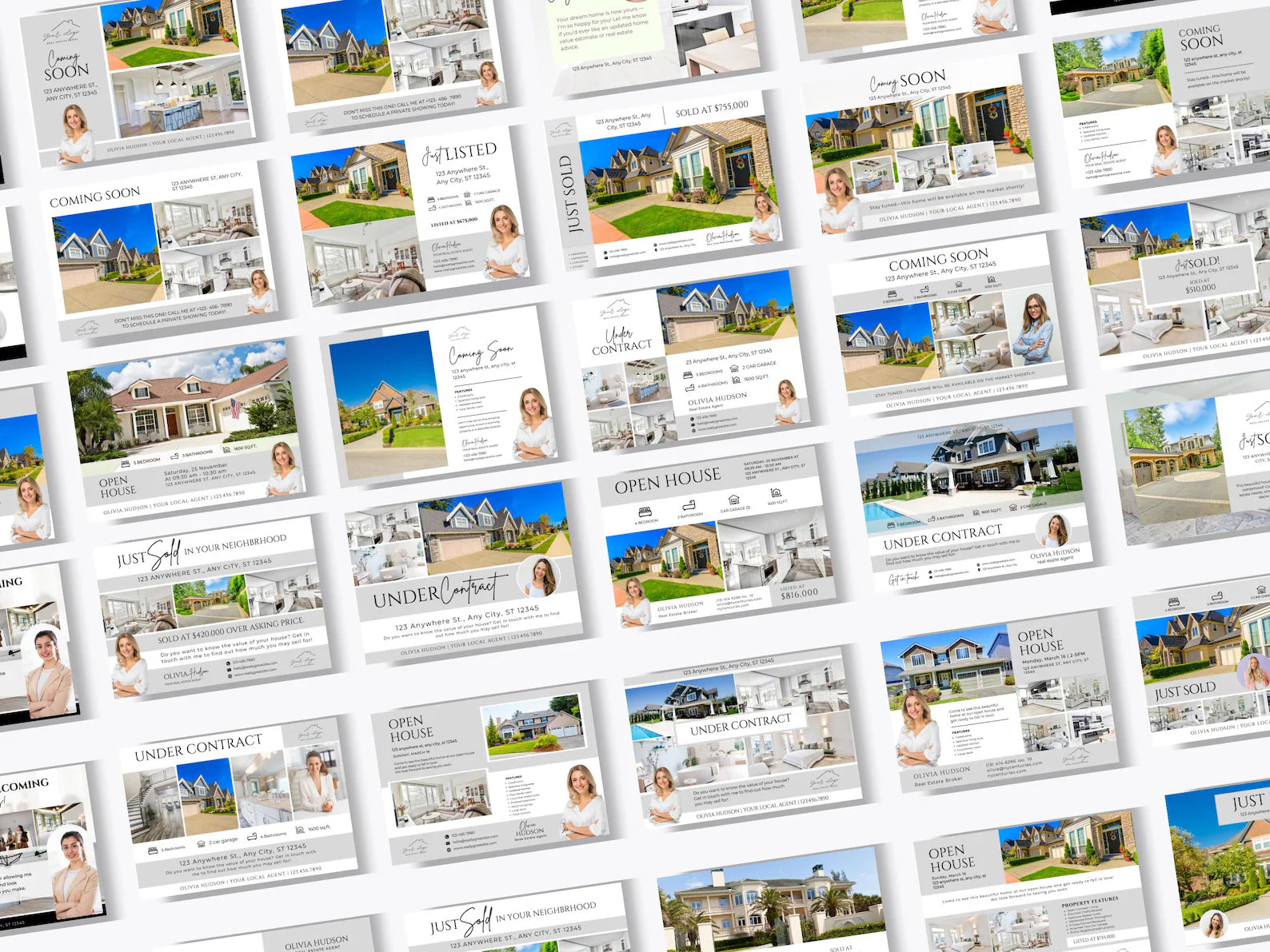 Realtor Postcard Templates Gray and White