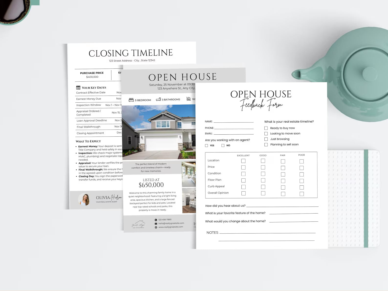 Realtor Flyer Bundle, Checklists & Client Tools | Open House, Prospecting, CMA