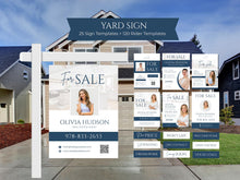 25 Open House Landscape Yard Signs + 120 Sign Riders Blue and White