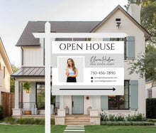 25 Open House Landscape Yard Signs + 120 Sign Riders Gray and White