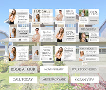25 Open House Landscape Yard Signs + 120 Sign Riders Gray and White