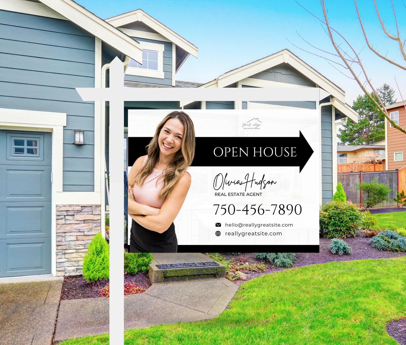 25 Open House Landscape Yard Signs + 120 Sign Riders