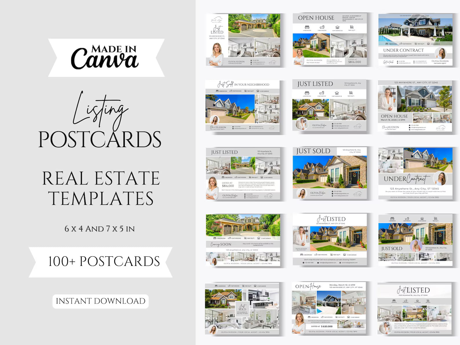 Realtor Postcard Templates Gray and White