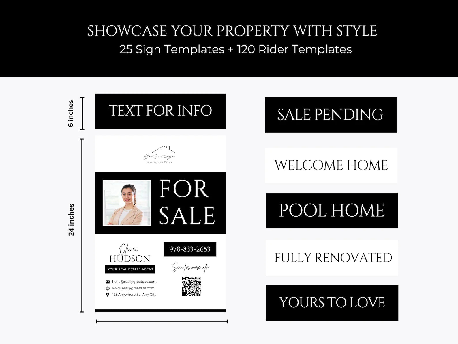 25 For Sale Real Estate Yard Signs & 120 Riders