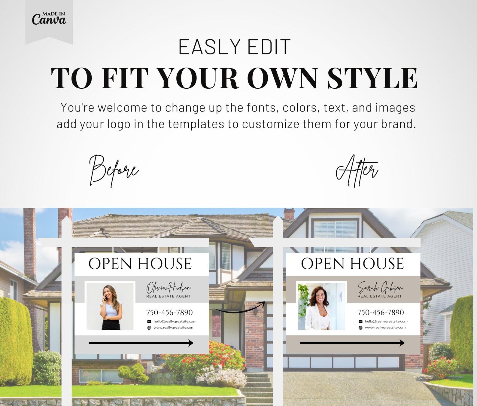 25 Open House Landscape Yard Signs + 120 Sign Riders Gray and White