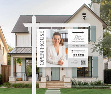 25 Open House Landscape Yard Signs + 120 Sign Riders Gray and White