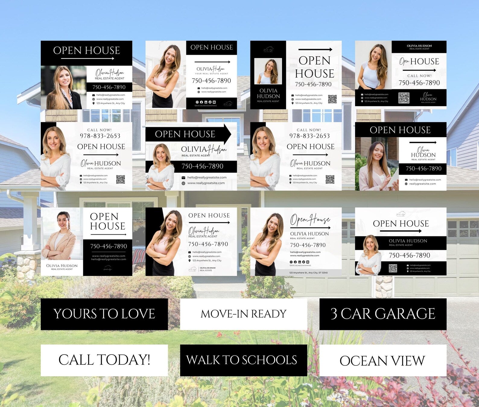 25 Open House Landscape Yard Signs + 120 Sign Riders