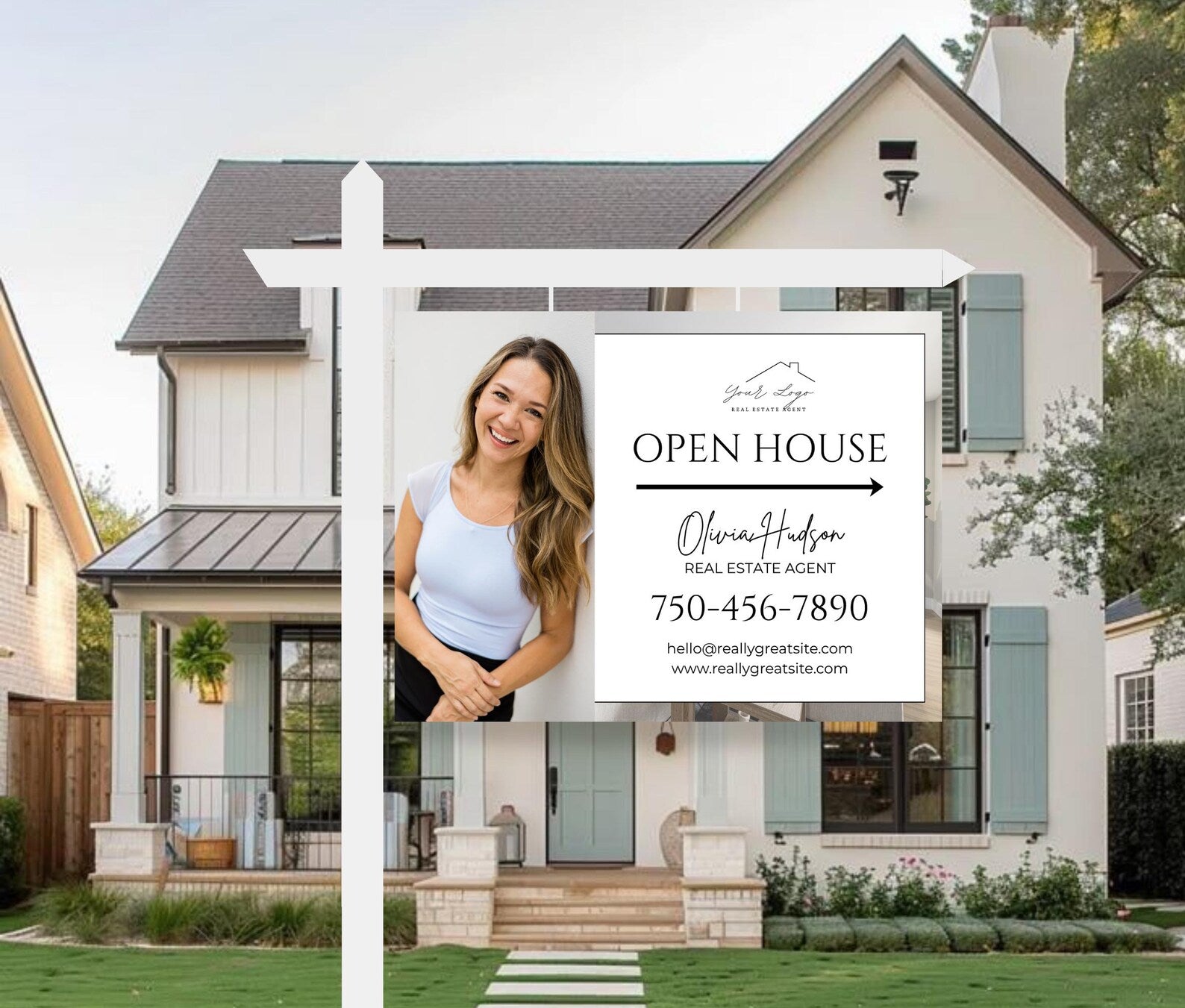 25 Open House Landscape Yard Signs + 120 Sign Riders