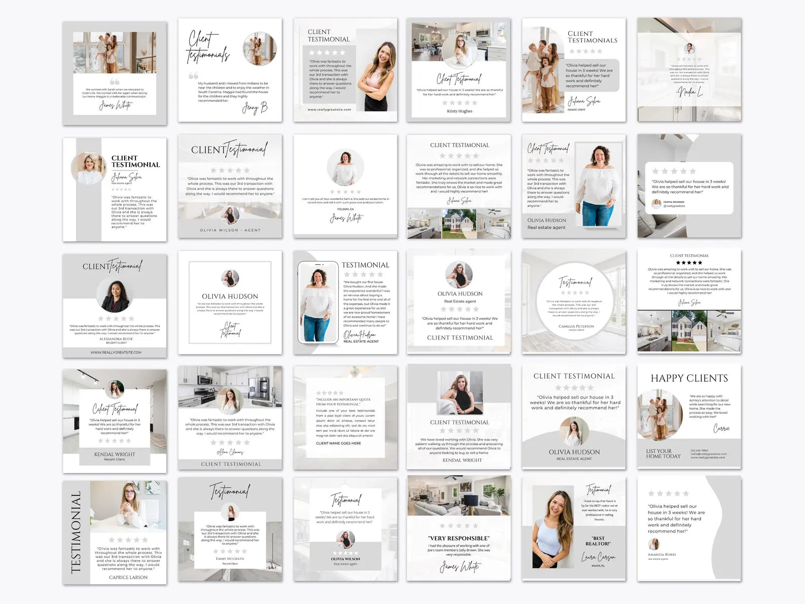 Real Estate Client Testimonial Instagram Templates Posts & Stories