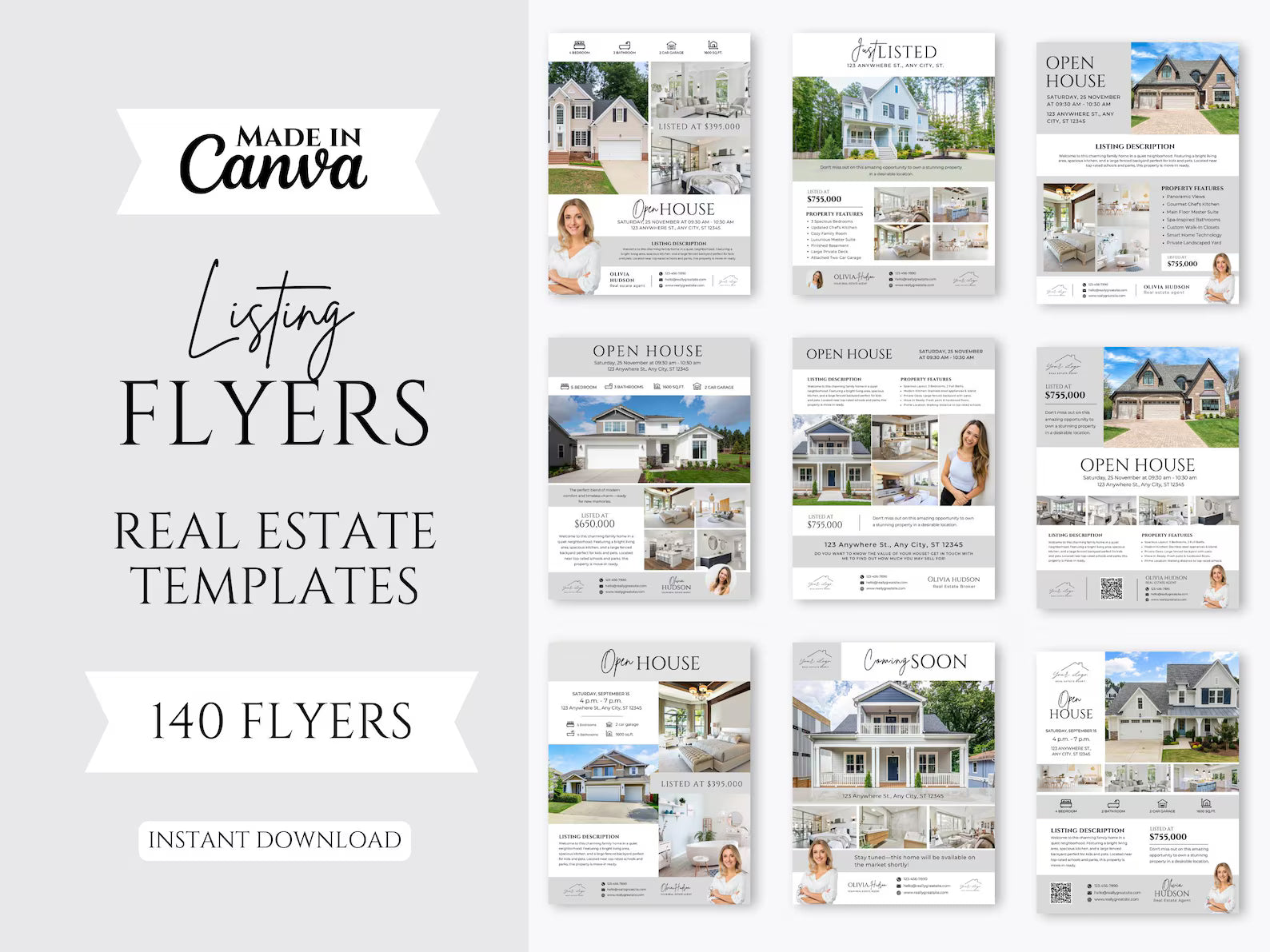 Real Estate Flyer Bundle | Open House, Just Listed, Just Sold & Coming Soon