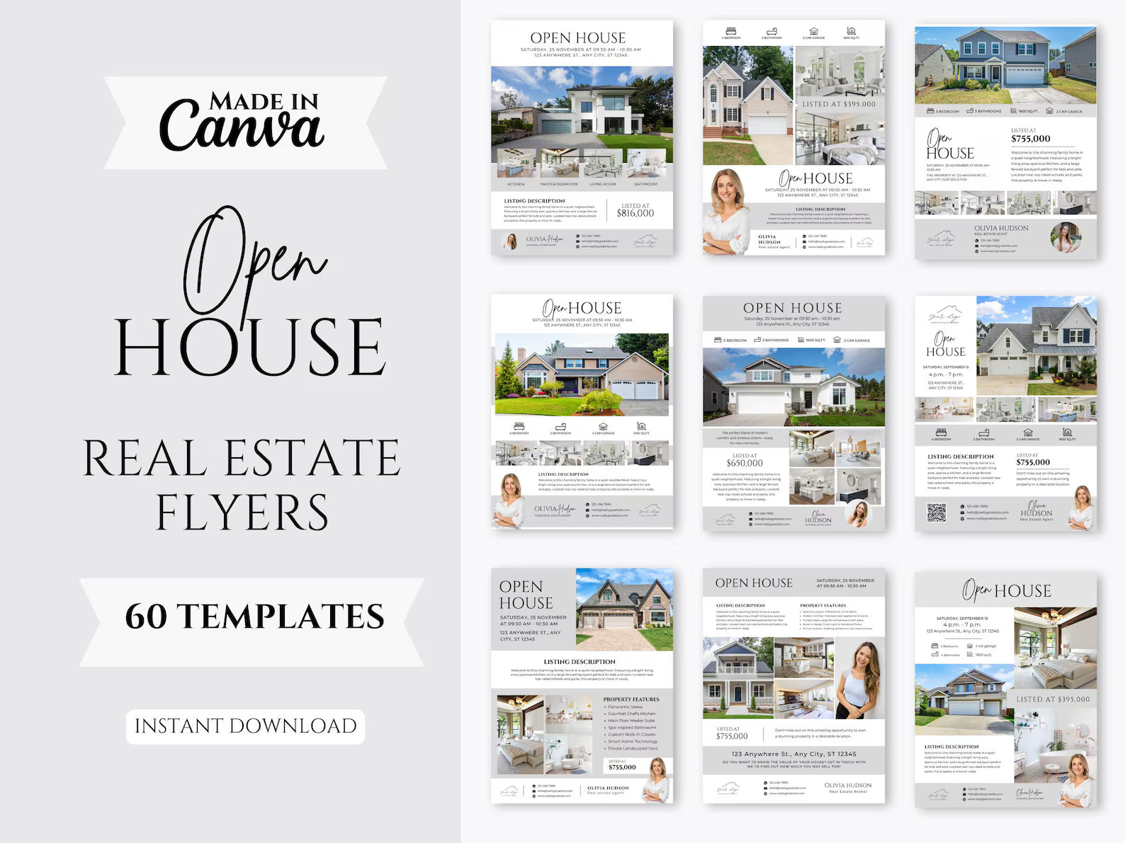 Real Estate Open House Flyers Gray and White