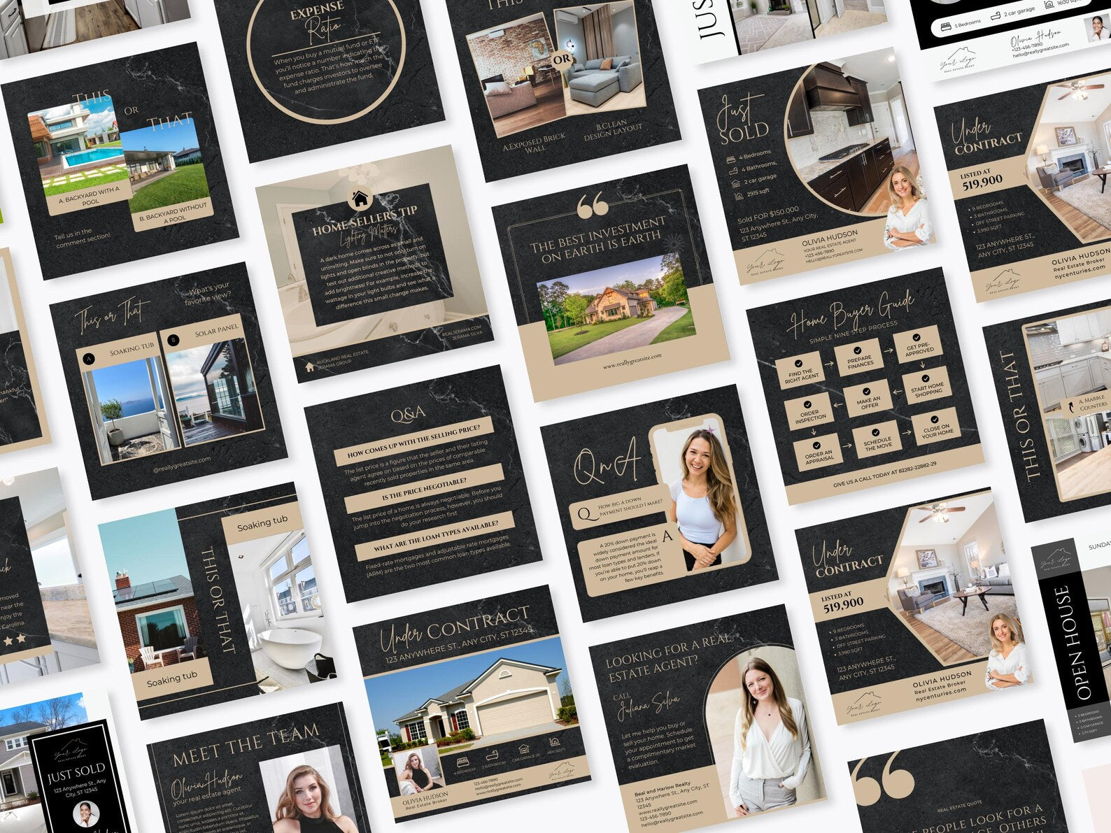 Noir Marble Real Estate Instagram Posts