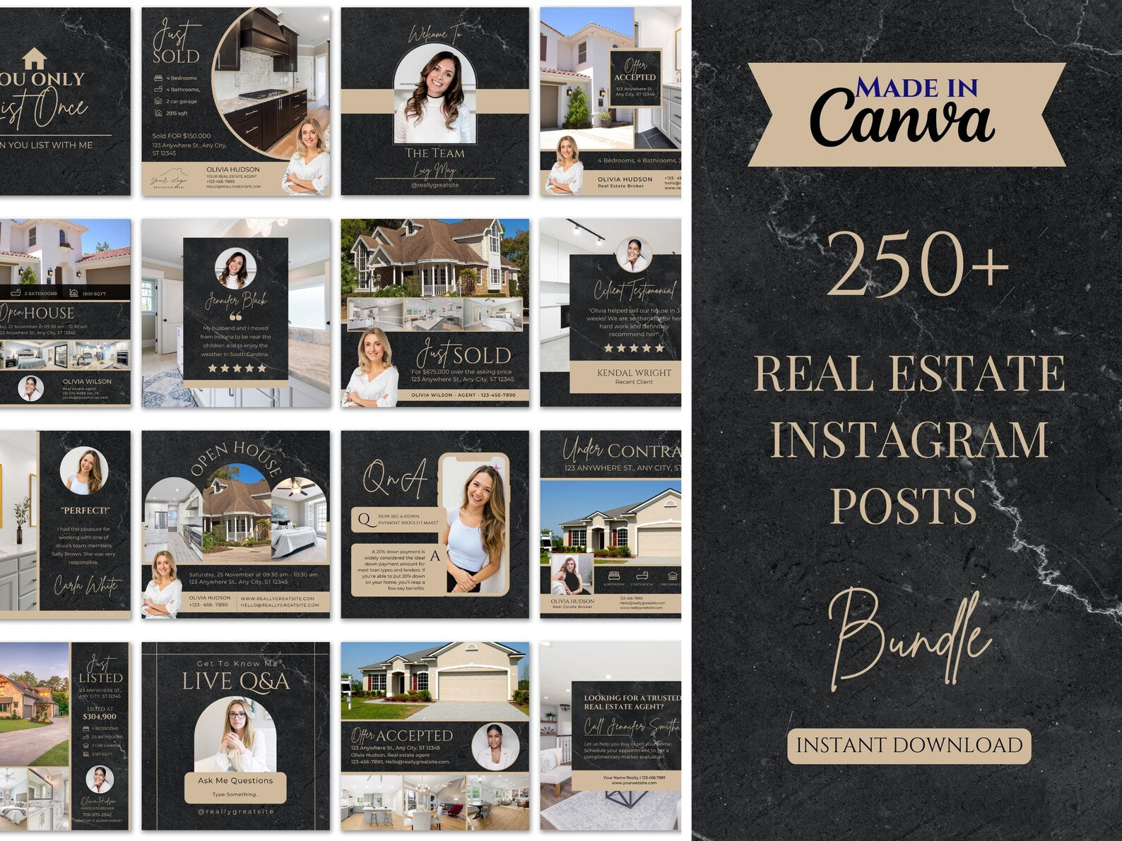 Noir Marble Real Estate Instagram Posts