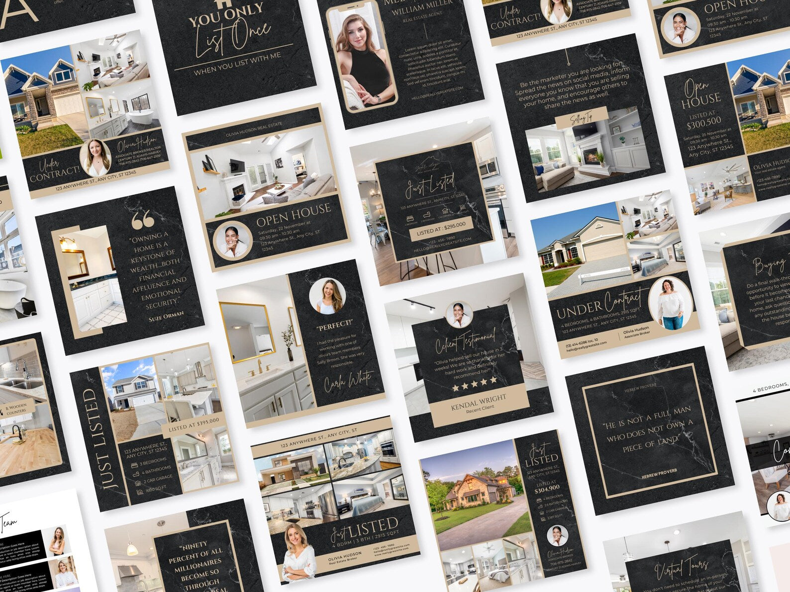 Noir Marble Real Estate Instagram Posts