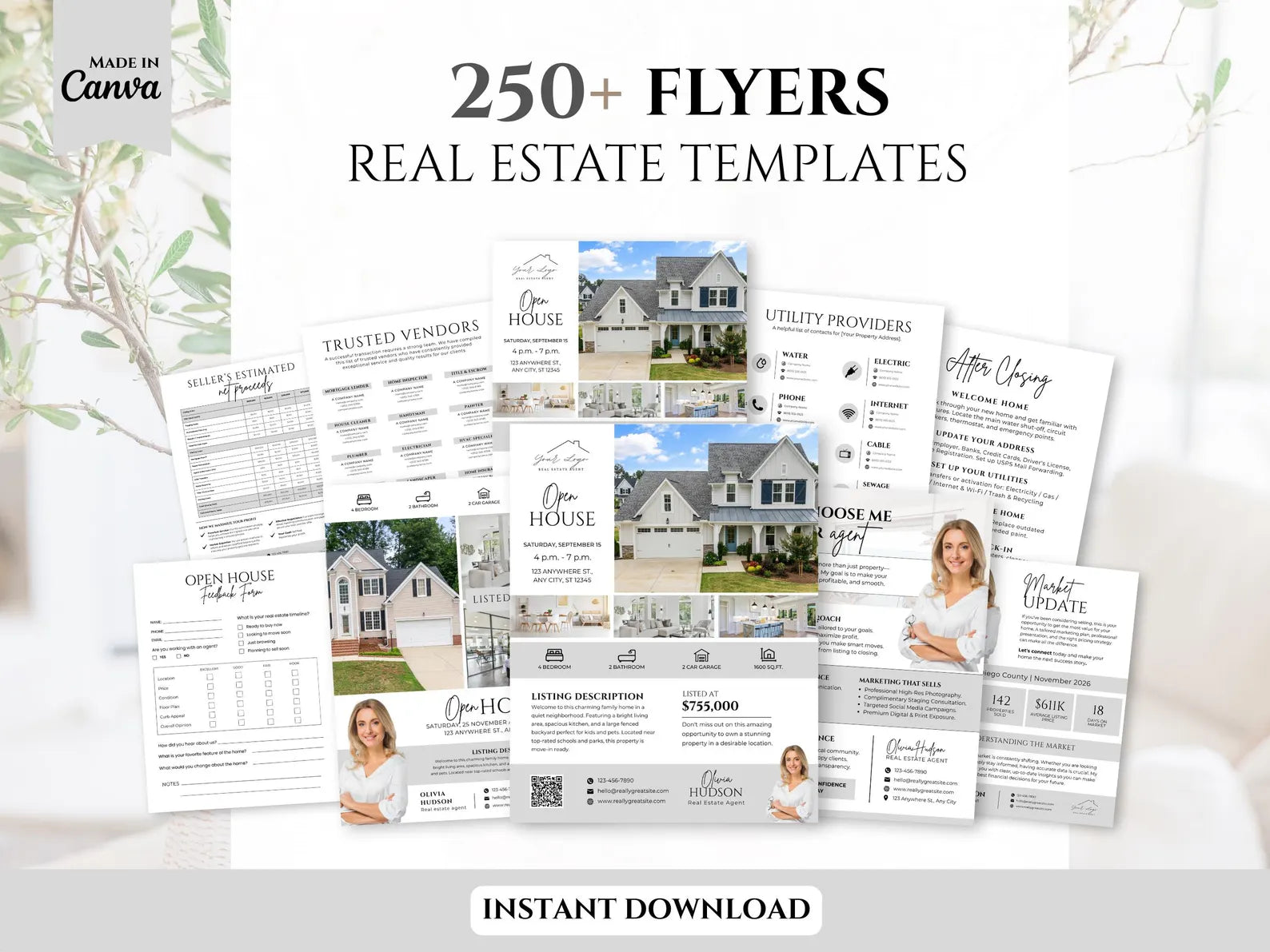 Realtor Flyer Bundle, Prospecting Letters, Open House Flyers, Client Forms