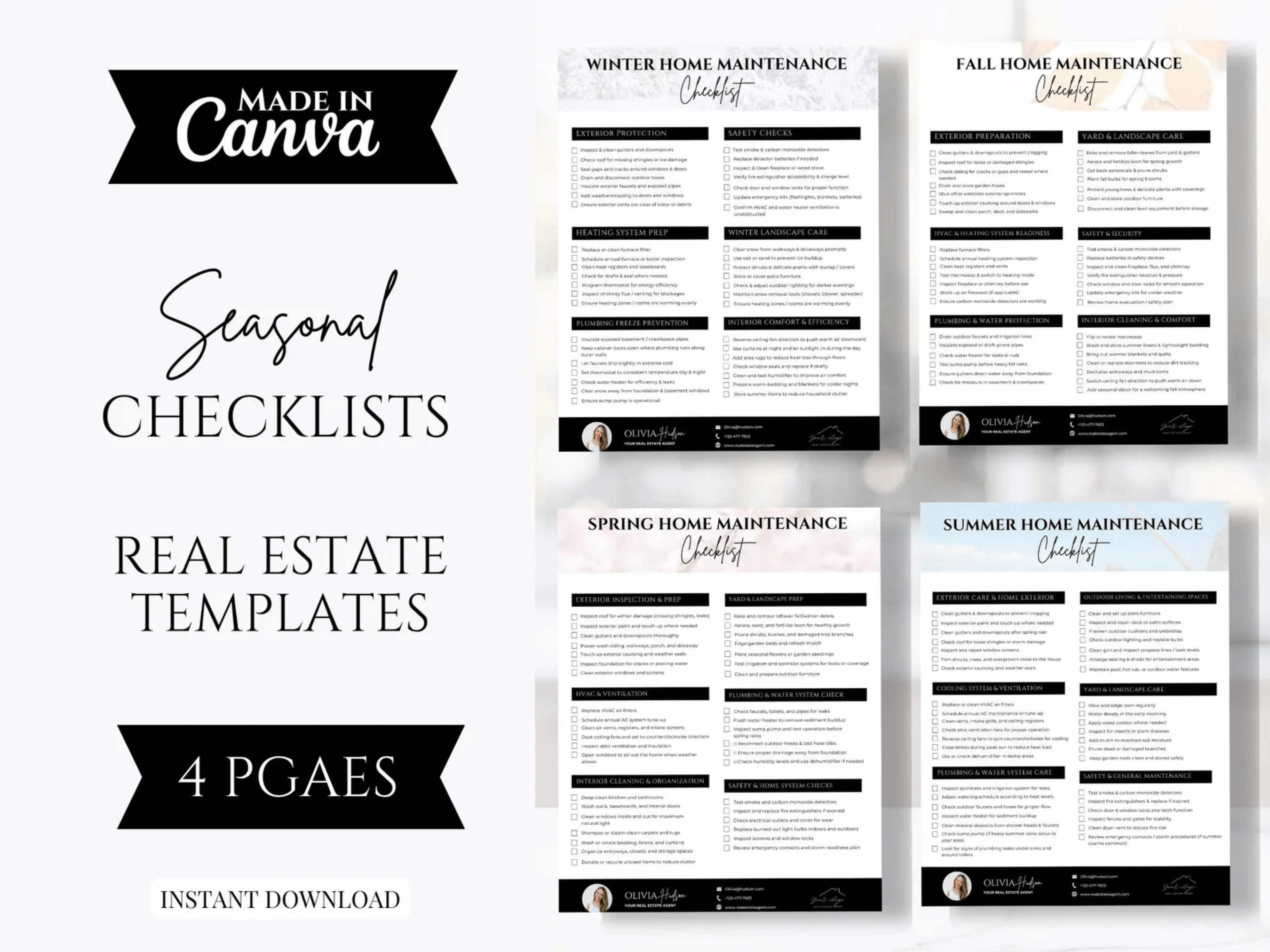 Realtor Seasonal Home Maintenance Checklists